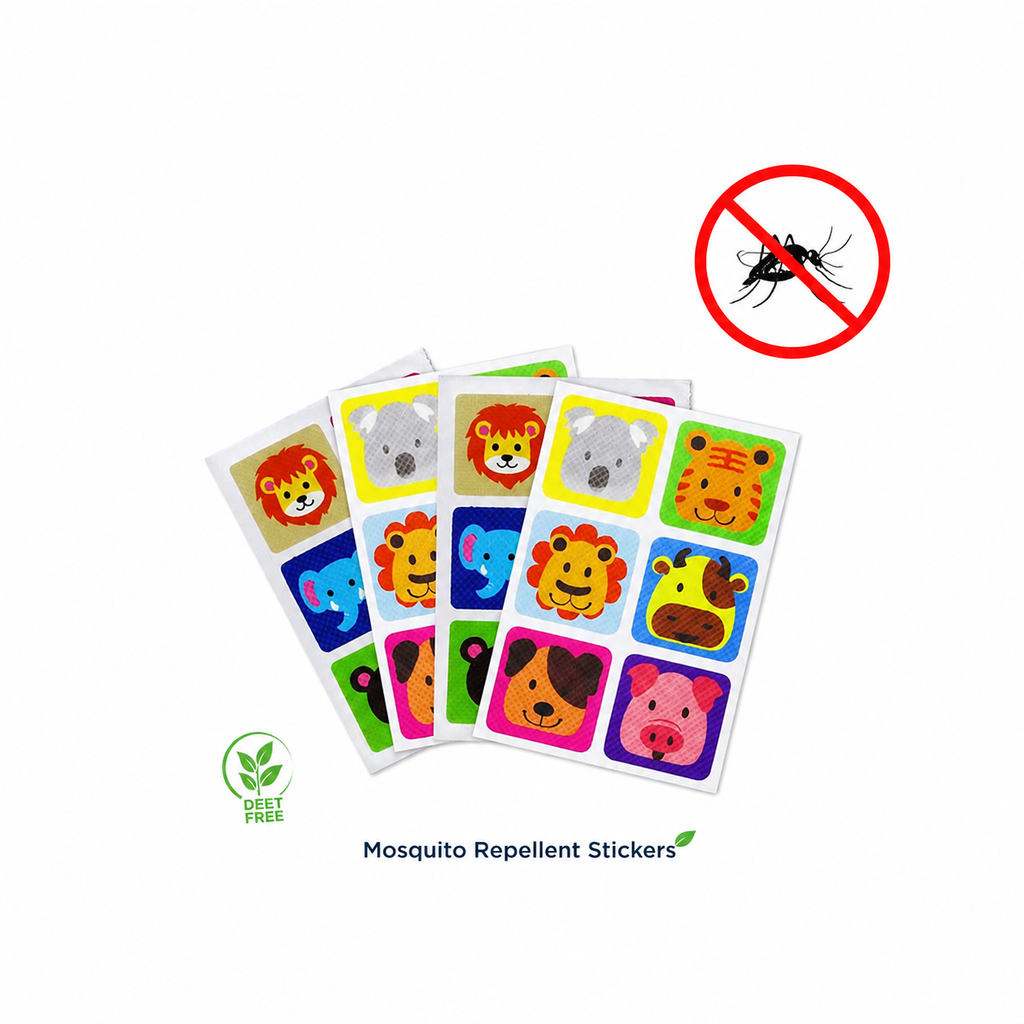 Plant Essential Oil Mosquito Repellent Stickers | 36 Stickers in 6 Sheets | Cartoon Design | Non-Woven Fabric | Kids & Family | RRMO260802A262