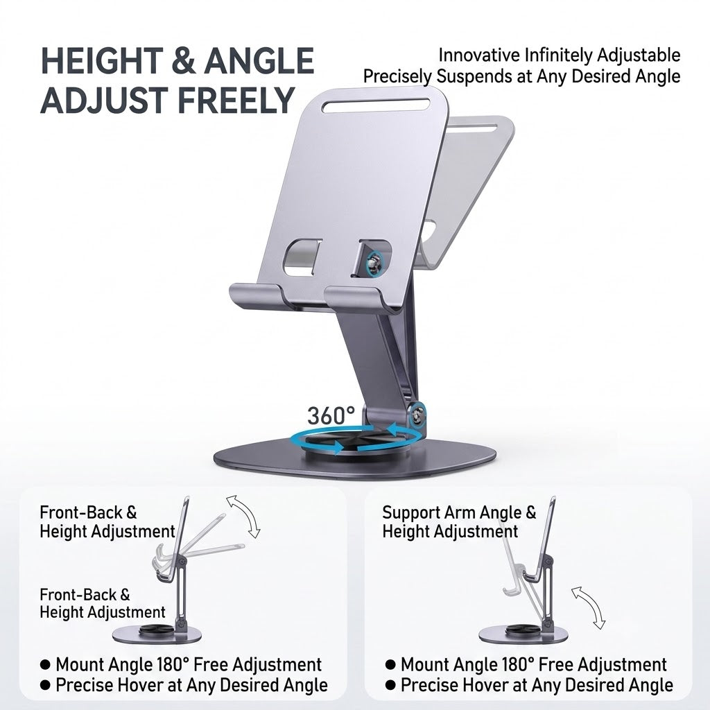 Alloy Phone Stand | 360° Rotation | Foldable Desktop Holder | Multi-Scenario Phone Stand | RRAC260805A270