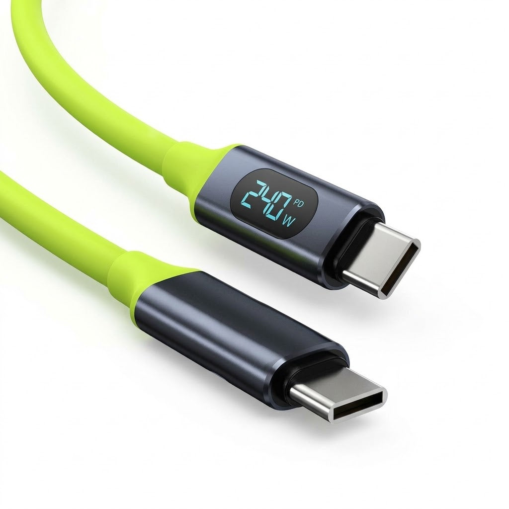 240W Fast Charging Type-C Data Cable | Intelligent Digital Display | Huawei, Apple 15, Xiaomi & Laptop Charging Cable | High-Speed PD Cable | RRCR261004A406