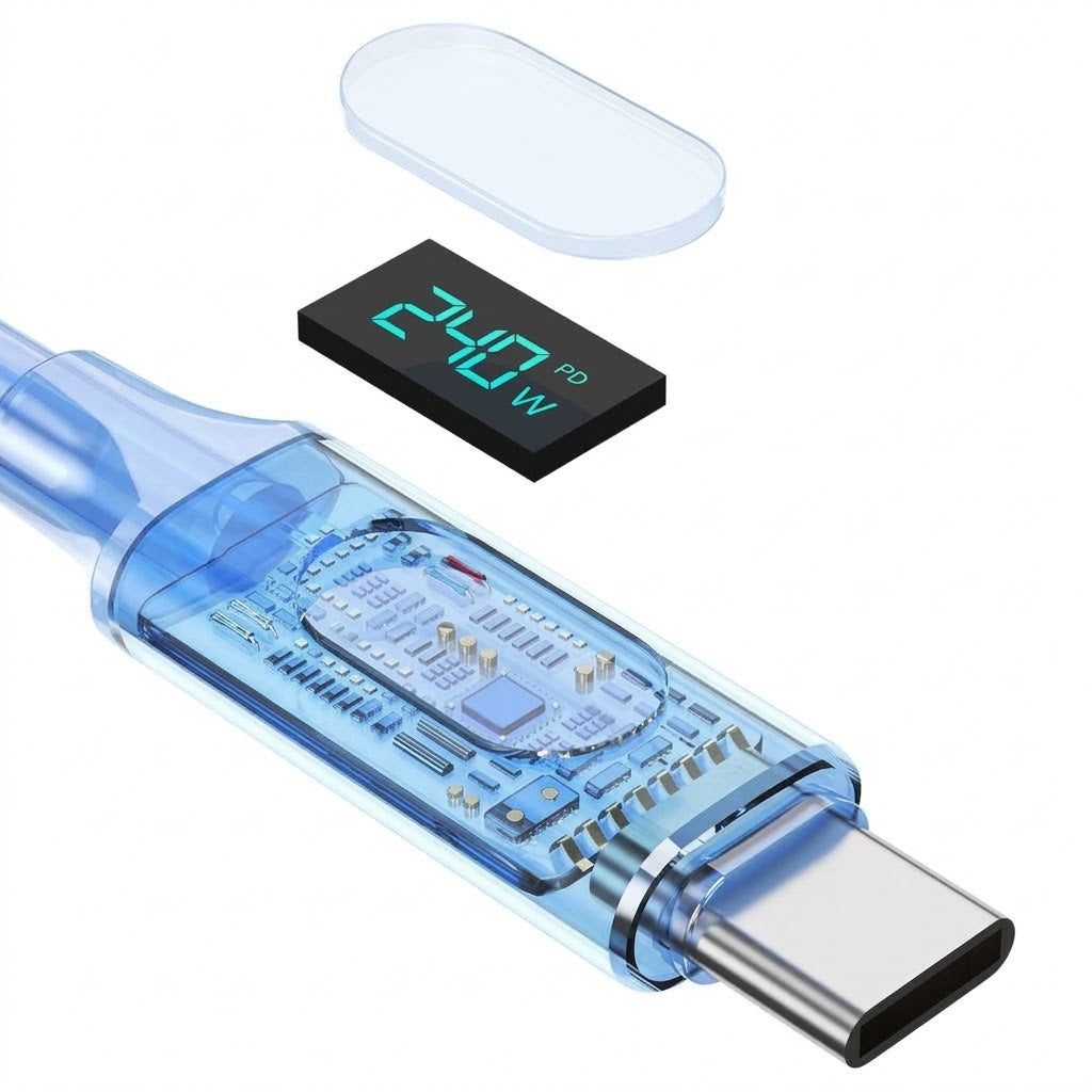 240W Fast Charging Type-C Data Cable | Intelligent Digital Display | Huawei, Apple 15, Xiaomi & Laptop Charging Cable | High-Speed PD Cable | RRCR261004A406
