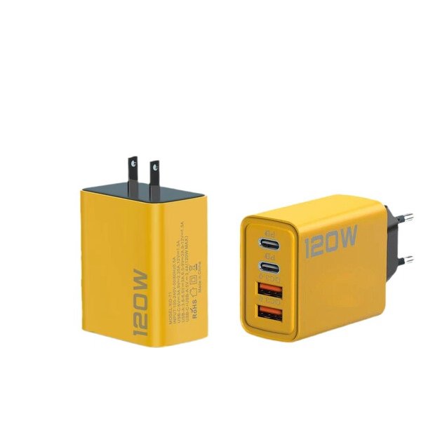 120Wpd Fast Charging Charger | Dual Type-C + Dual USB | 6 Months Guarantee | Compatible with Apple , Samsung & All Type Of Phones | Flash Charging Head | RRCR260825A343
