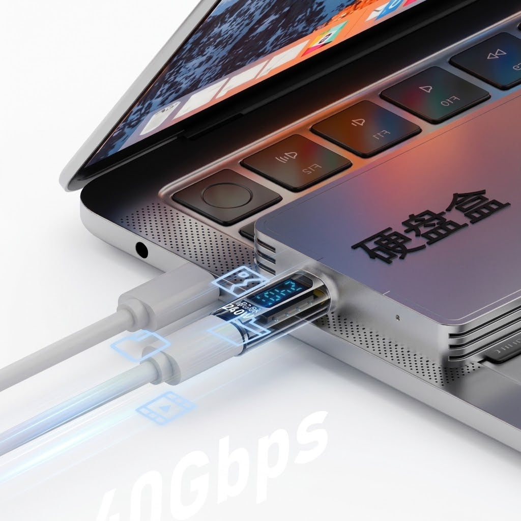 240W Transparent Type-C Adapter | USB4 Digital Display Charging Adapter | Full-Featured Digital Display | 240W Fast Charging | RRCR260921A384