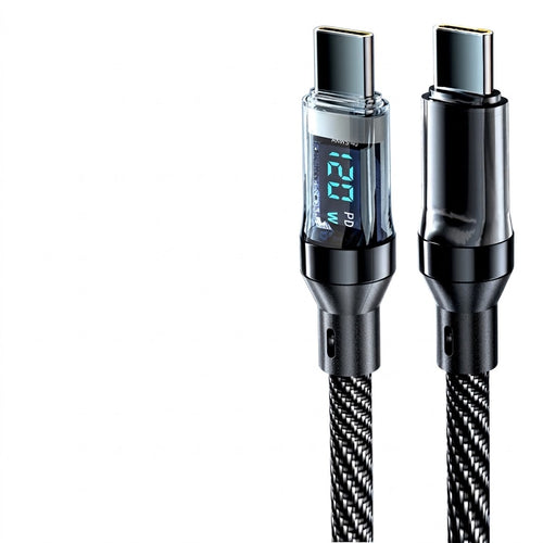 120W Digital Display Fast Charging Data Cable | ( 1m ) Dual Type-C Cable | PD 6A Fast Charging Cable | Apple 15, Huawei, Honor & Xiaomi Compatible | RRCR260924A395