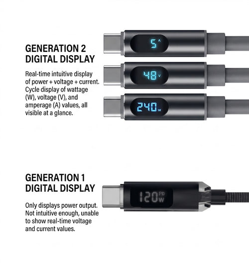 240W Super Fast Charging Digital Display Data Cable | Dual Type-C | PD 3.1 Fast Charging | Mobile, Tablet & Laptop Compatible | RRCR260804A266