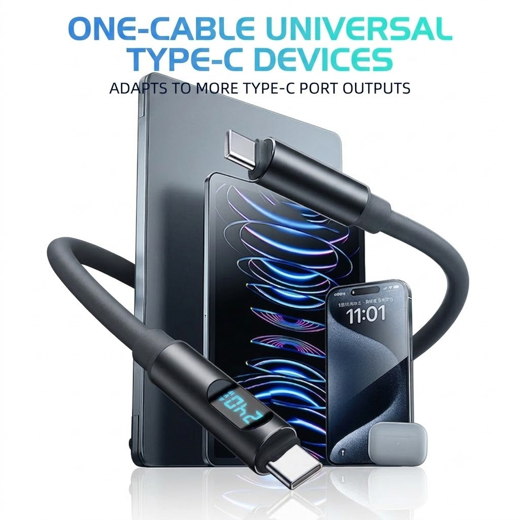 240W Super Fast Charging Digital Display Data Cable | Dual Type-C | PD 3.1 Fast Charging | Mobile, Tablet & Laptop Compatible | RRCR260804A266