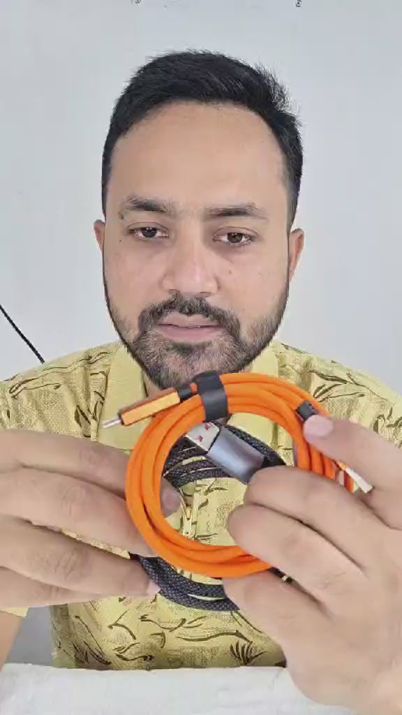 120W Super Fast Charging Data Cable | ( 1.5M ) Type-C Charging Cable | High-Speed Data Transfer Cable with LED Light | Android, Huawei & Apple Compatible | RRCR260927A394