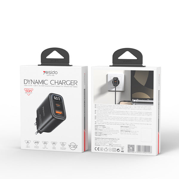 Digital Display Mobile Phone Charger | 3-Port Fast Charging Power Adapter | Type-C Android & iPhone Compatible Charger Head | RRCR260926A391