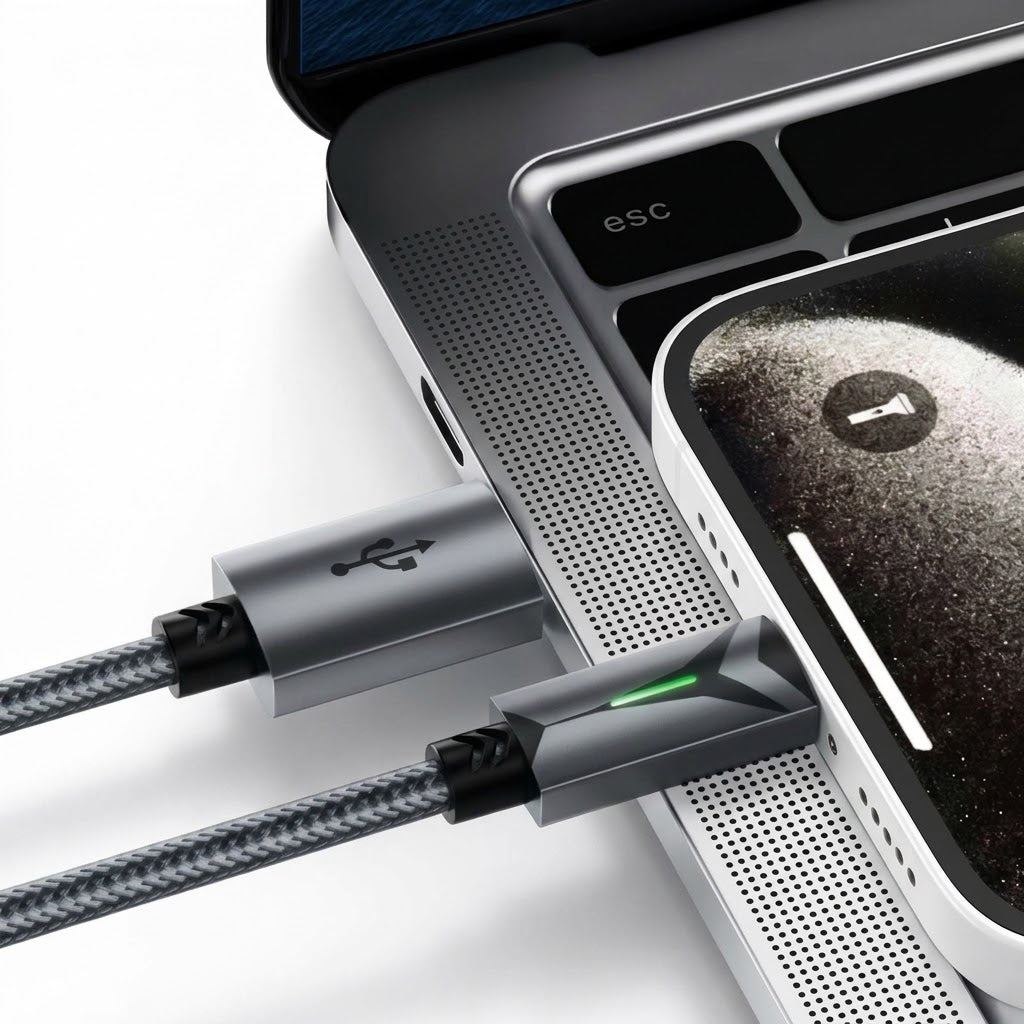 120W Super Fast Charging Data Cable | ( 1.5M ) Type-C Charging Cable | High-Speed Data Transfer Cable with LED Light | Android, Huawei & Apple Compatible | RRCR260927A394