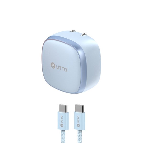 PD 60W Portable Mini Fast Charger | PD Flash Charging Head + Dual Type-C Cable | 3C Certified Single-Port USB-C Power Adapter | RRCR260927A393